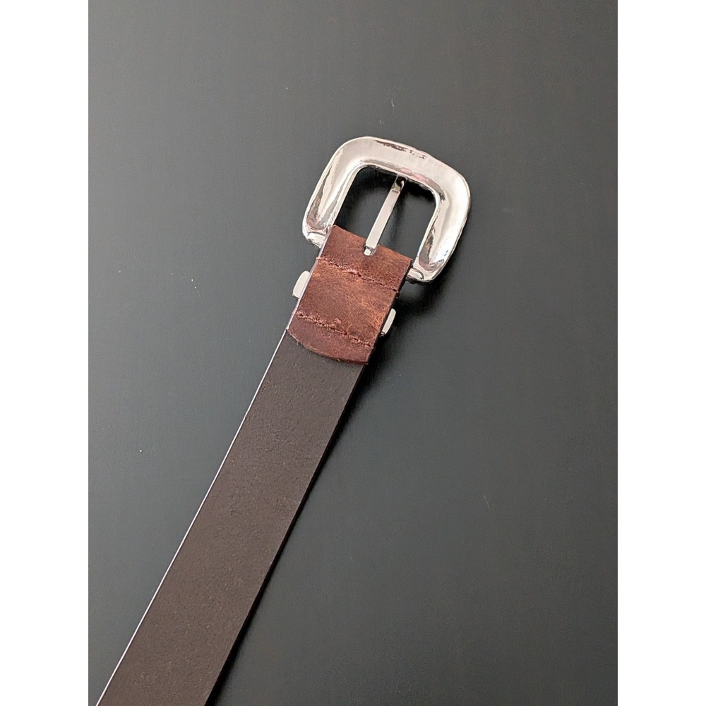 Women's Leather Western Belt Brown Medium (38") Silver Tone Buckle - Picture 4 of 8